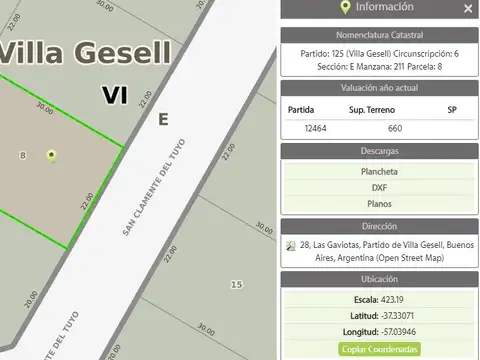 Terreno en Venta 22  mts Frente