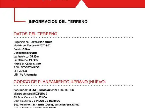 Terreno en Venta de 231,0 m2