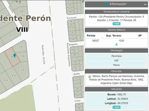 Parque Las Naciones, Ruta 210