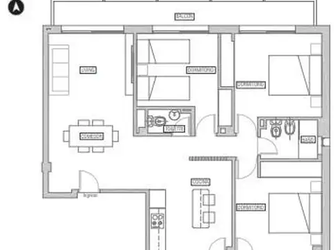 Casa de pasillo con patio