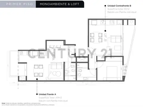 Departamento en Venta de 1 dormitorio