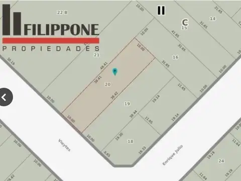 Terreno en Venta 38,42  mts Frente