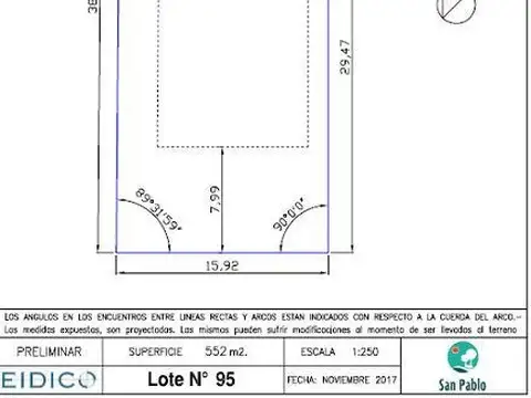 Terreno en Venta de 552,0 m2