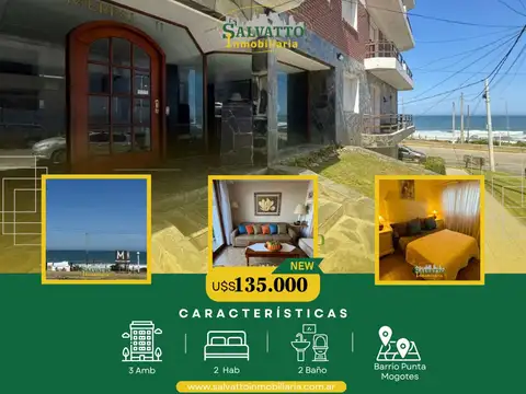 DEPARTAMENTO DE 3 AMBIENTES FRENTE AL MAR CON COCHERA TODO EN PLANTA BAJA!