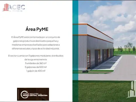 Venta Nave Industrial - Parque Industrial Región Central Argentina (PIRCA) - Alvear