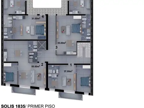 Departamento Monoambiente con 1 baño