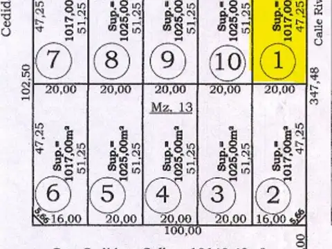 Terreno en Venta de 1000,0 m2