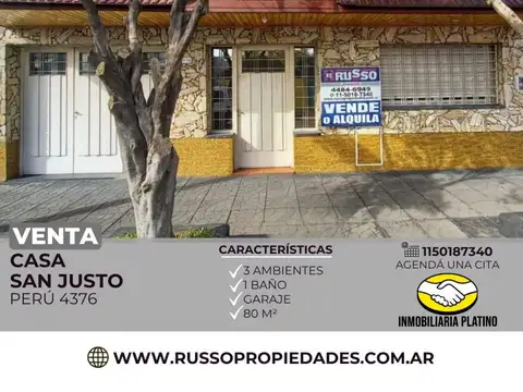 Venta Casa 3 Ambientes San Justo