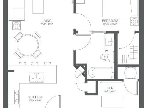 Departamento 2 ambientes con 1 baño