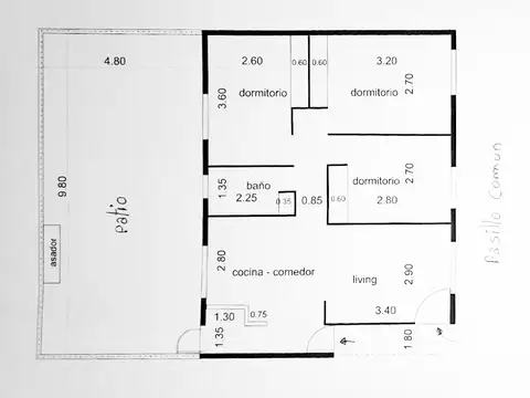 Casa 4 ambientes con 1 baño