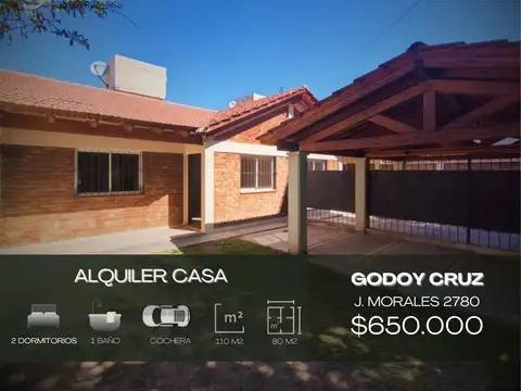 Casa en alquiler c/ cochera en Godoy Cruz