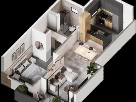 Departamento 2 ambientes con 1 baño