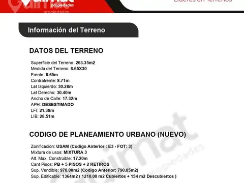 Terreno en Venta de 263,0 m2