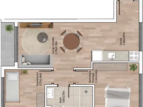 Departamento en Venta de 3 ambientes