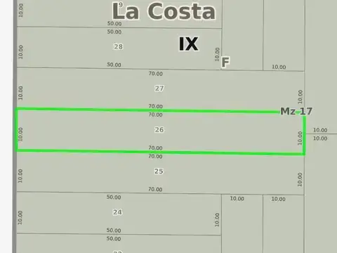 Terreno en Venta 70  mts Fondo