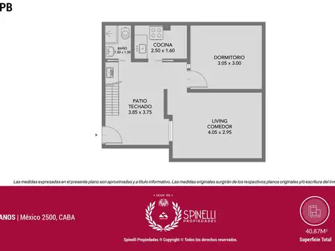 Depto Tipo Casa 2 ambientes con 1 baño