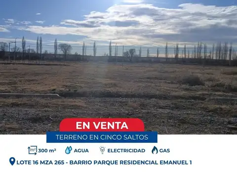 TERRENO EN VENTA LOTEO EMANUEL 1 - CINCO SALTOS