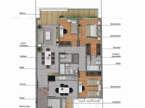 Departamento 4 ambientes con 2 baños