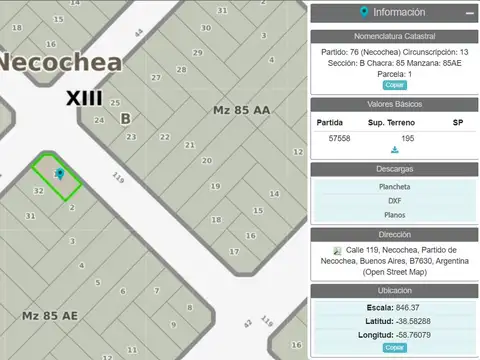 Lote 195m2 en venta, esquina, Parque La Florida, Necochea