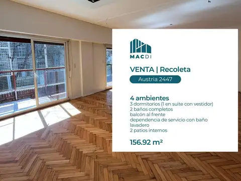 Departamento en Venta 4 ambientes con cochera