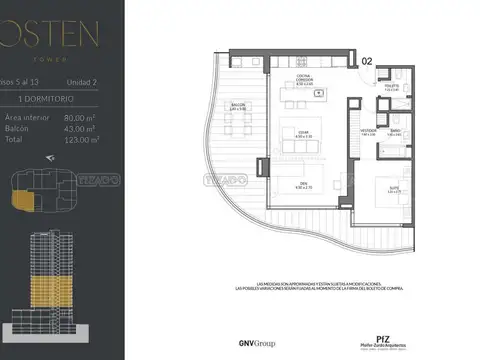 Departamento en Venta de 1 dormitorio