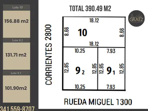 Terreno en venta en esquina de Corrientes y Rueda