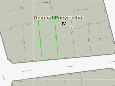 Terreno en Venta 19  mts Frente