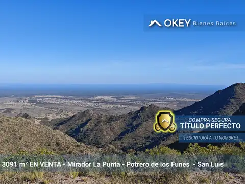 Lote ÚNICO en el Mirador de La Punta - Potrero de Los Funes