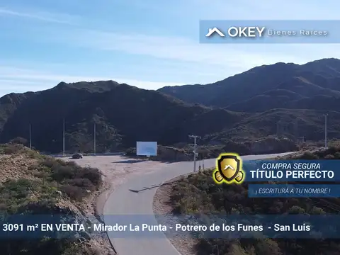Lote ÚNICO en el Mirador de La Punta - Potrero de Los Funes