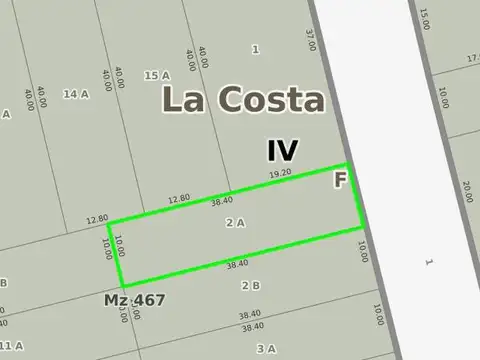 Terreno en Venta 38  mts Fondo