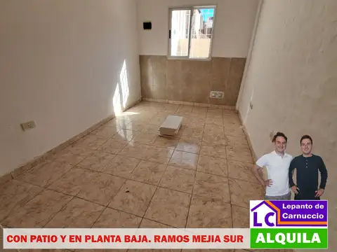 DEPARTAMENTO DE 2 AMBIENTES EN PLANTA BAJA CON PATIO EN ALQUILER EN RAMOS MEJÍA SUR