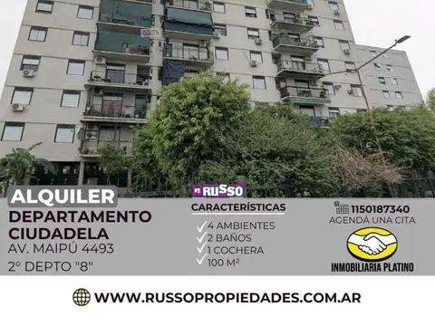 Alquiler departamento 4 ambientes Ciudadela