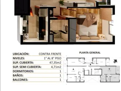 Departamento en Venta de 3 ambientes