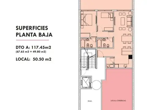 3 ambientes con patio y parrilla