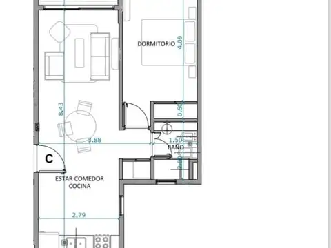 Monoambiente a financiar   Emprendimiento Villa Devoto  8°C.
