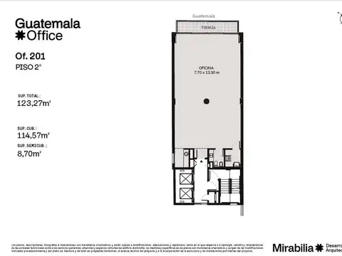 Oficina en edificio corporativo  en alquiler