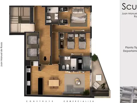 Departamento en Venta de 3 ambientes