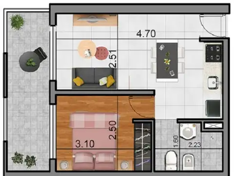 Departamento en Venta de 1 dormitorio