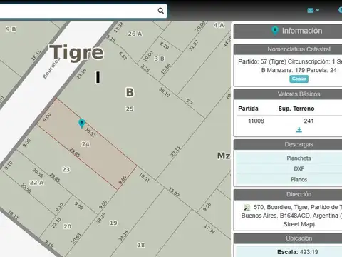 Terreno en Venta 9  mts Frente