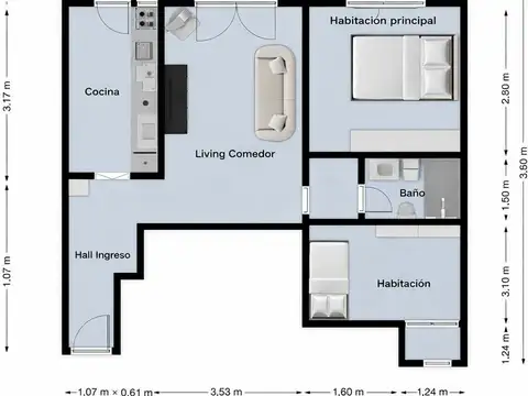 Departamento en Venta en Belgrano, USD 154.900
