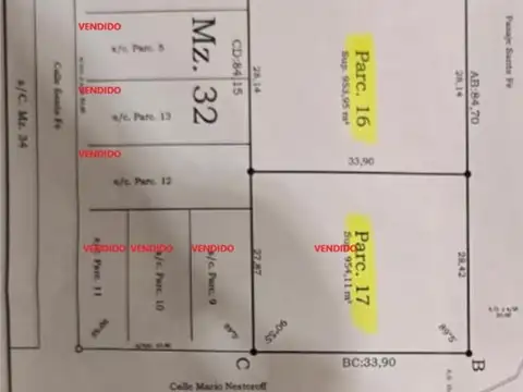 Terreno en Venta 21,78  mts Fondo