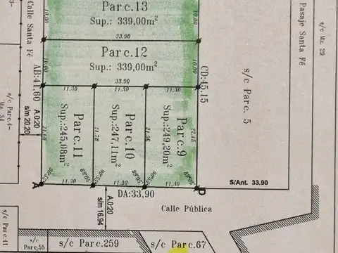 Terreno en Venta 21,78  mts Fondo