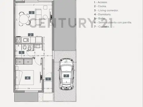 Casa 2 ambientes con 1 baño