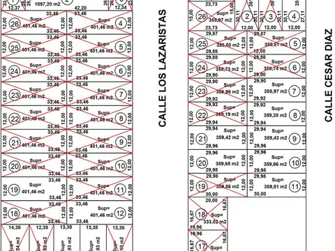 Terreno en Venta 29  mts Fondo