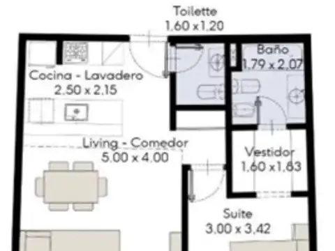 Departamento en Venta de 2 ambientes