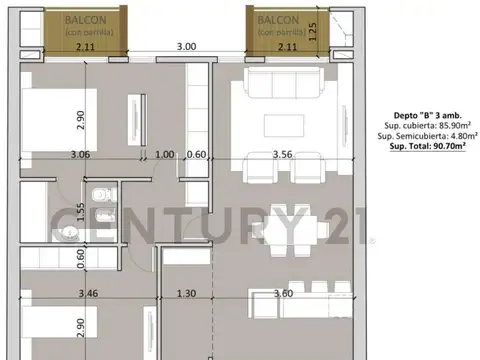 Departamento en Venta de 3 ambientes