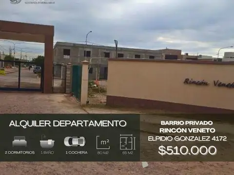 Departamento en alquiler c/ cochera en Las Cañas