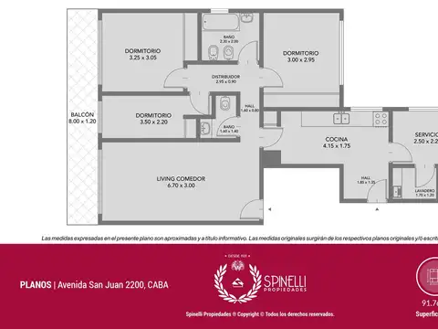 Departamento en Venta de 3 dormitorios