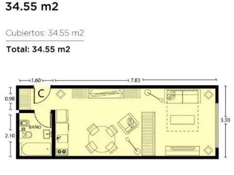 Departamento en Venta en Monserrat, USD 72.000