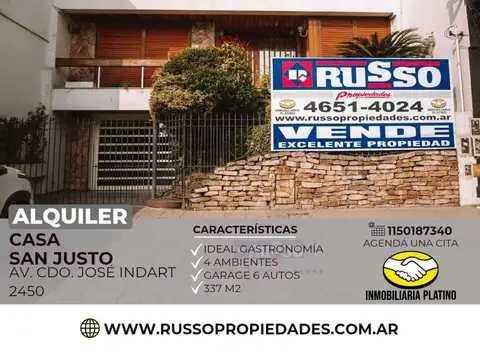 Alquiler casa 5 ambientes San Justo Uso comercial
